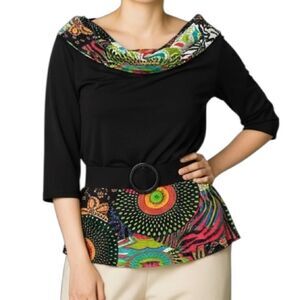 Joseph Ribkoff Black Abstract Gorgeous Top